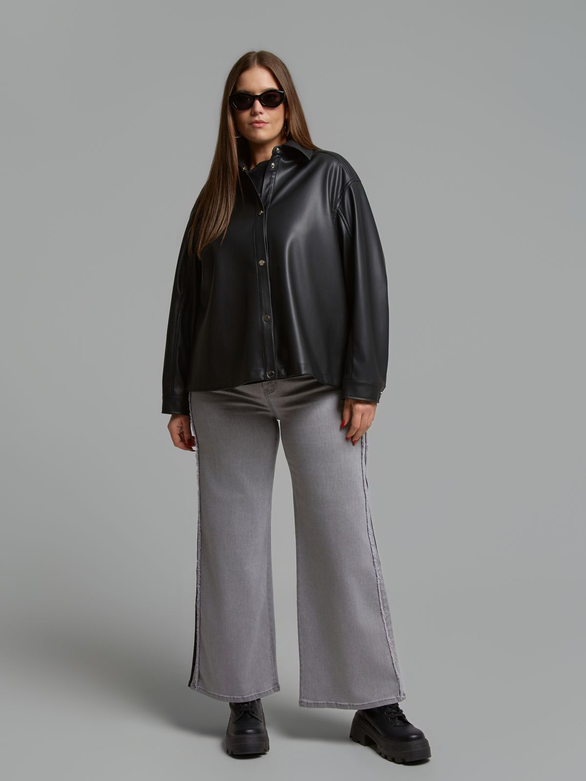 Faux leather overshirt