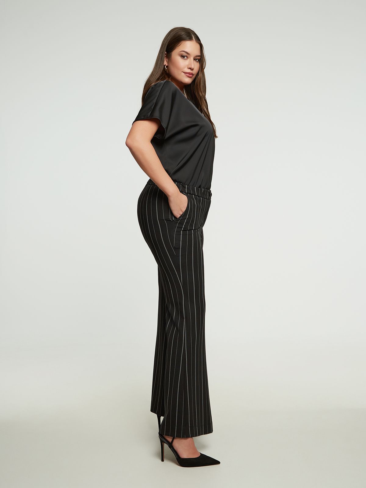 Flare pinstripe suit trousers
