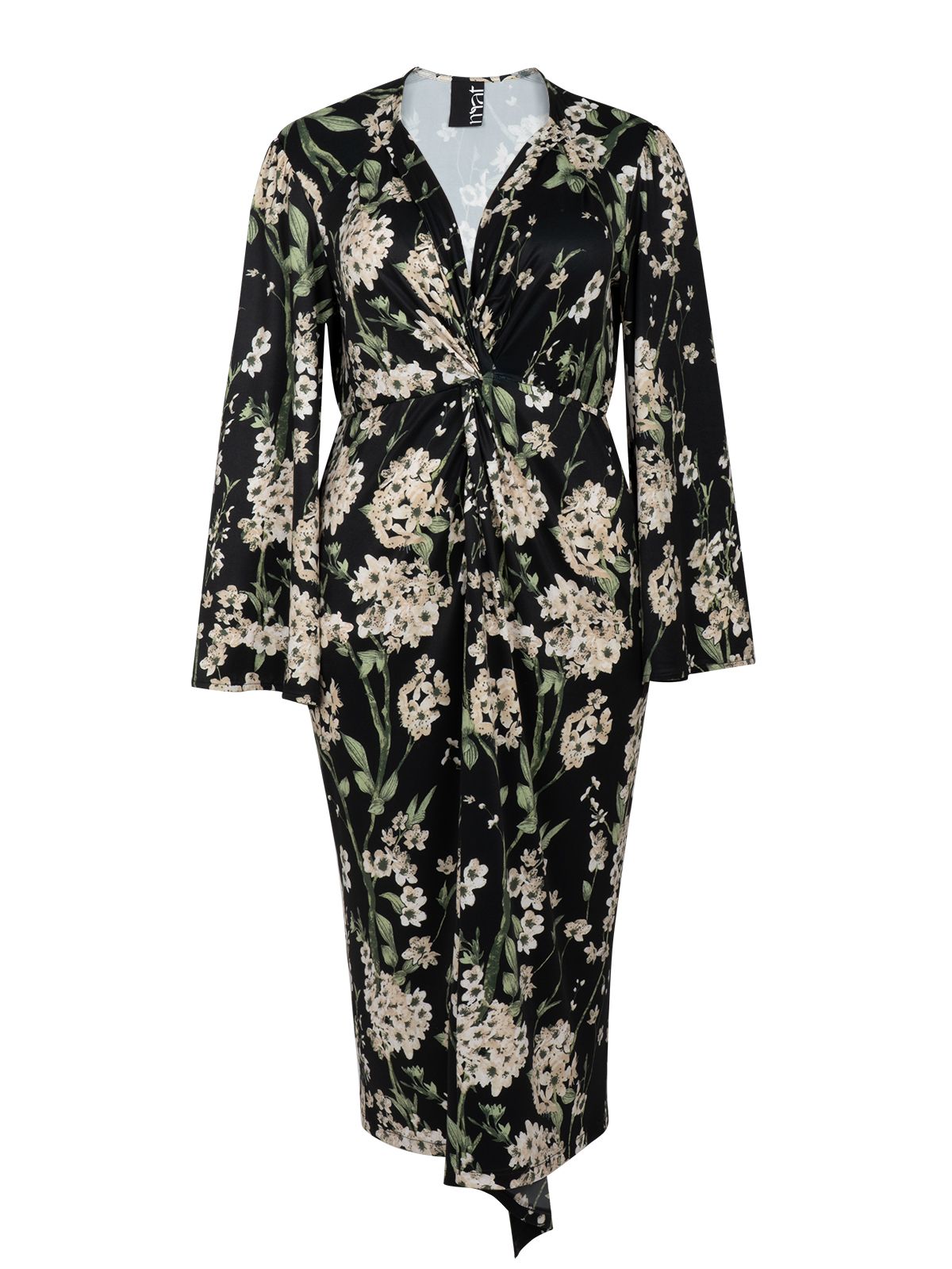 Mat Fashion Floral jersey kimono dress Black, Green, Floral Print