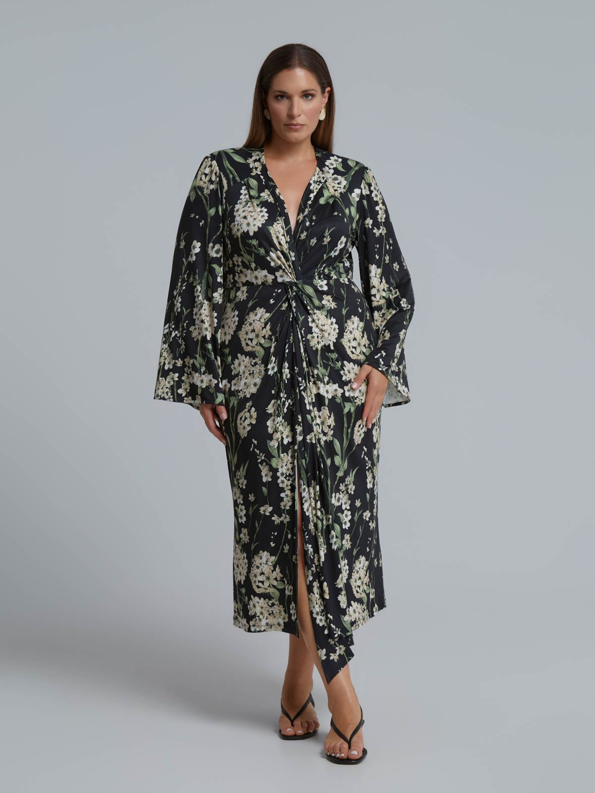 Floral jersey kimono dress
