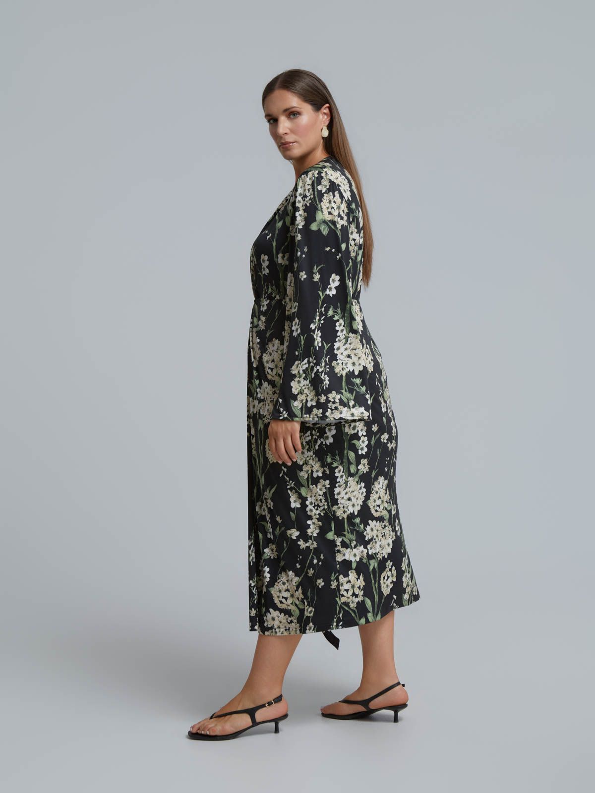 Floral jersey kimono dress