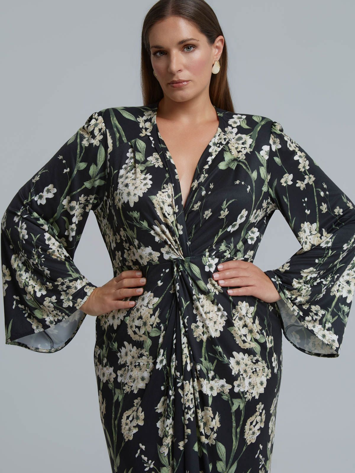 Floral jersey kimono dress