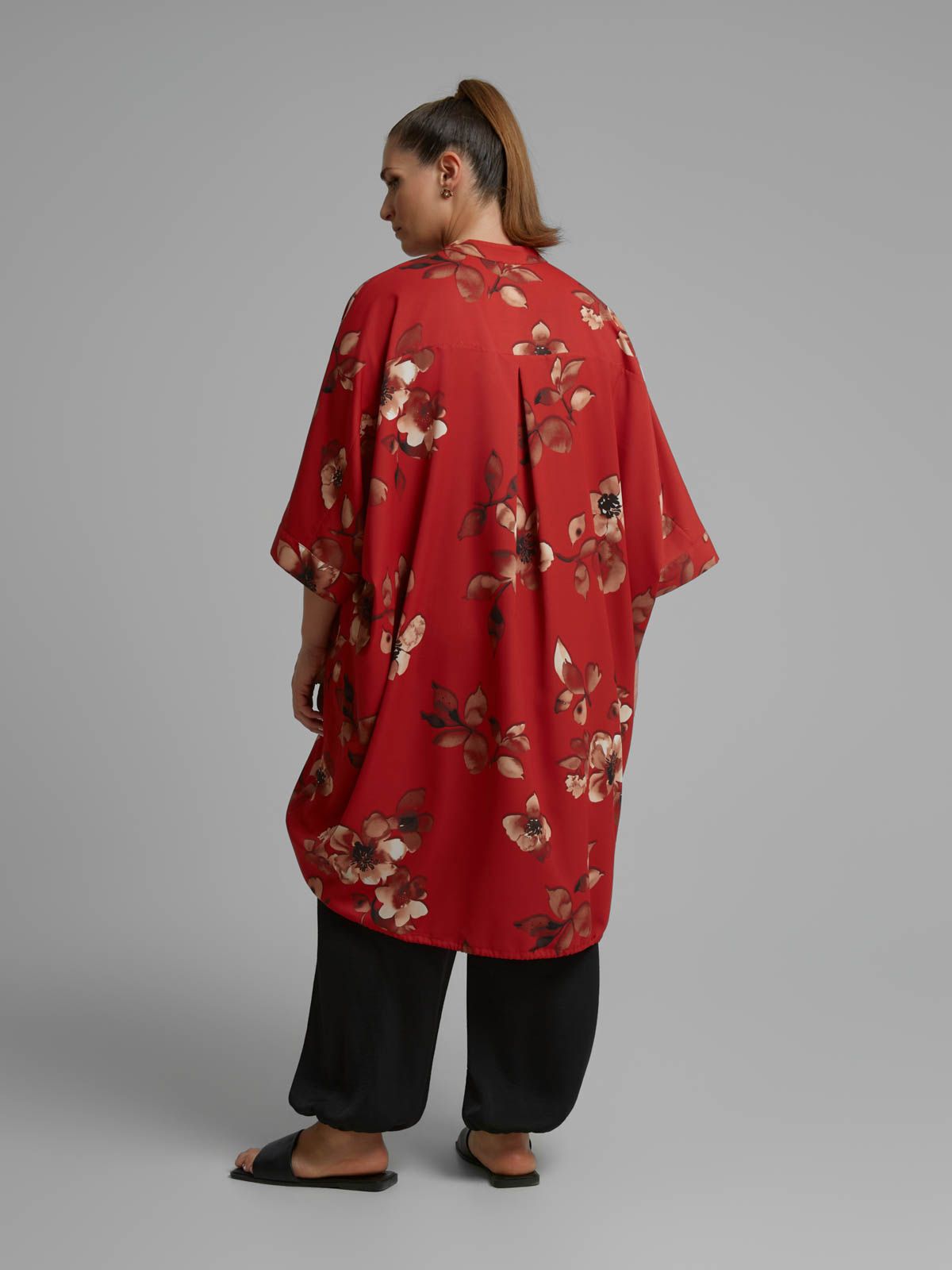 Floral-print shirt with drawstring detail