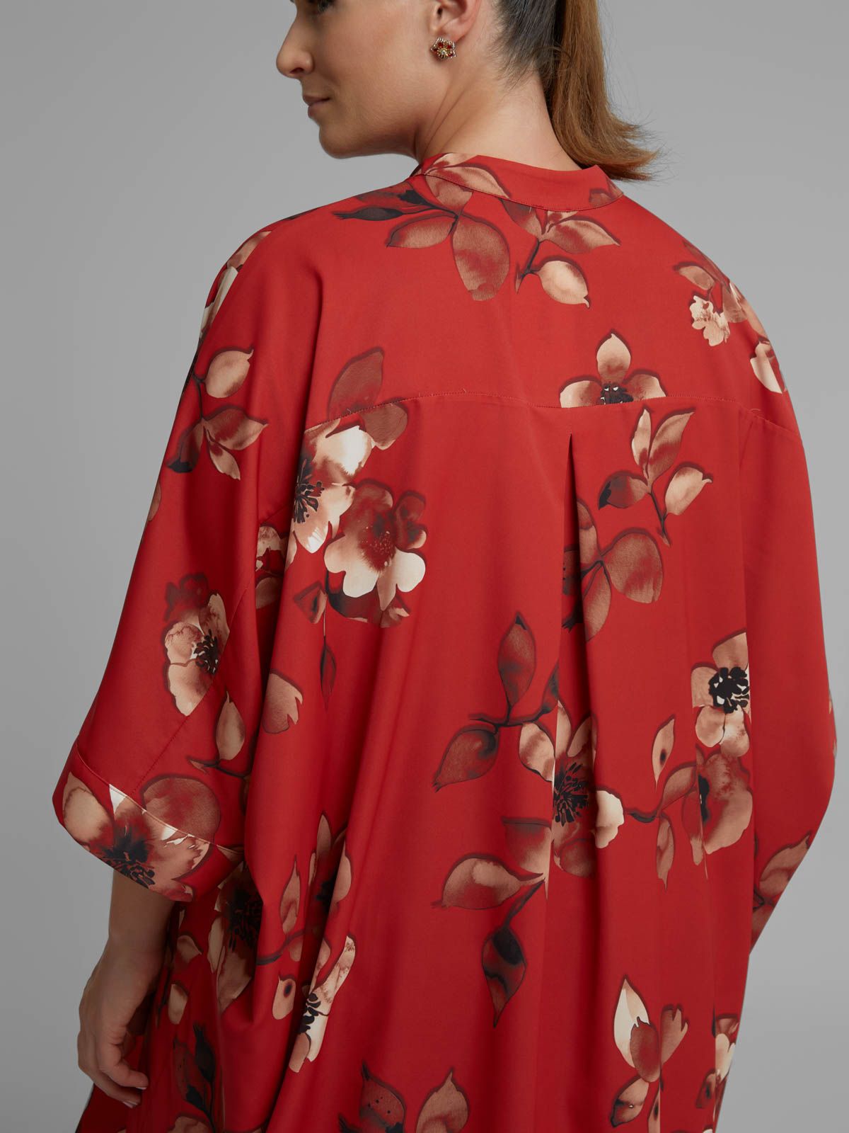 Floral-print shirt with drawstring detail