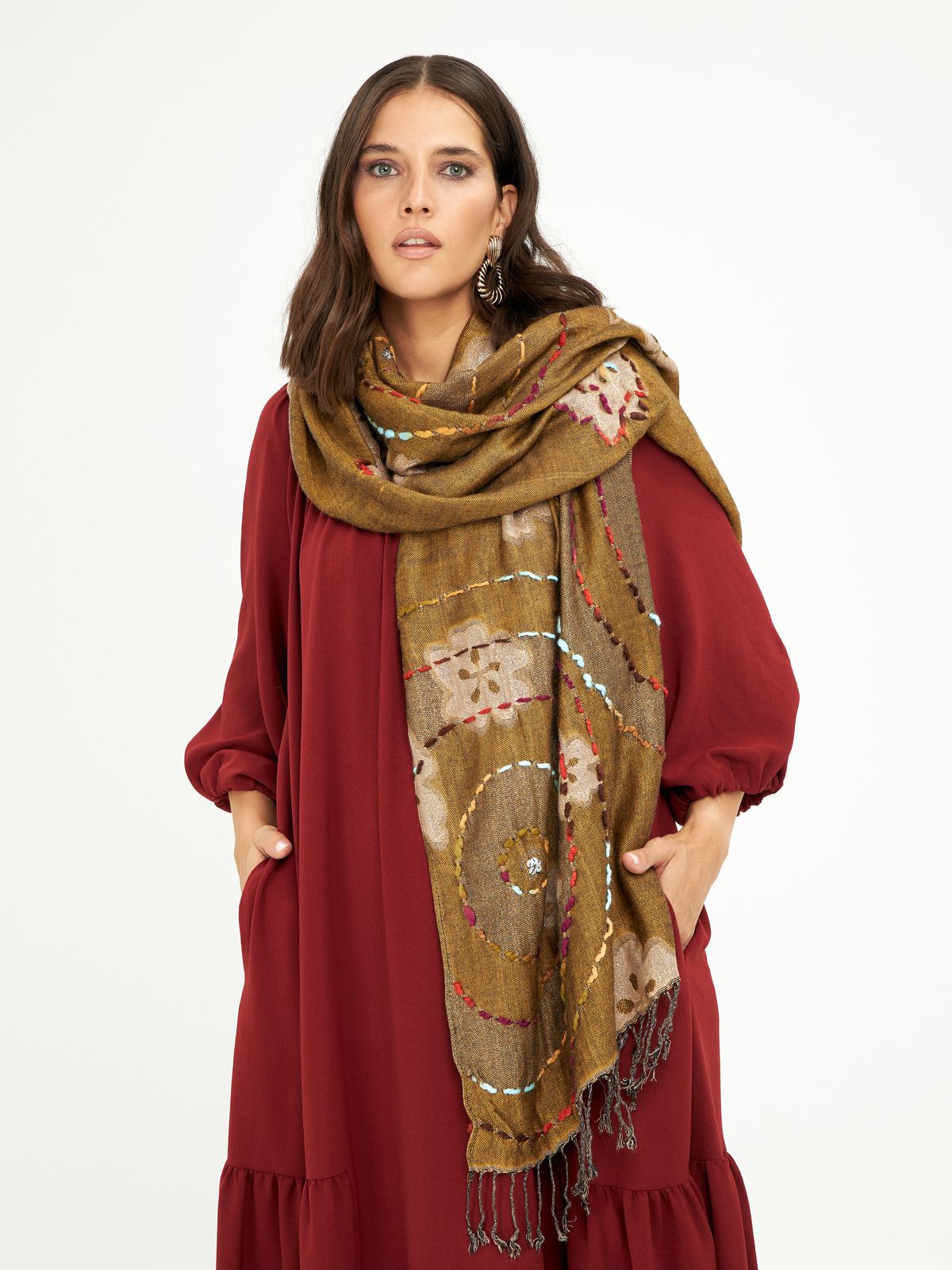Floral viscose scarf
