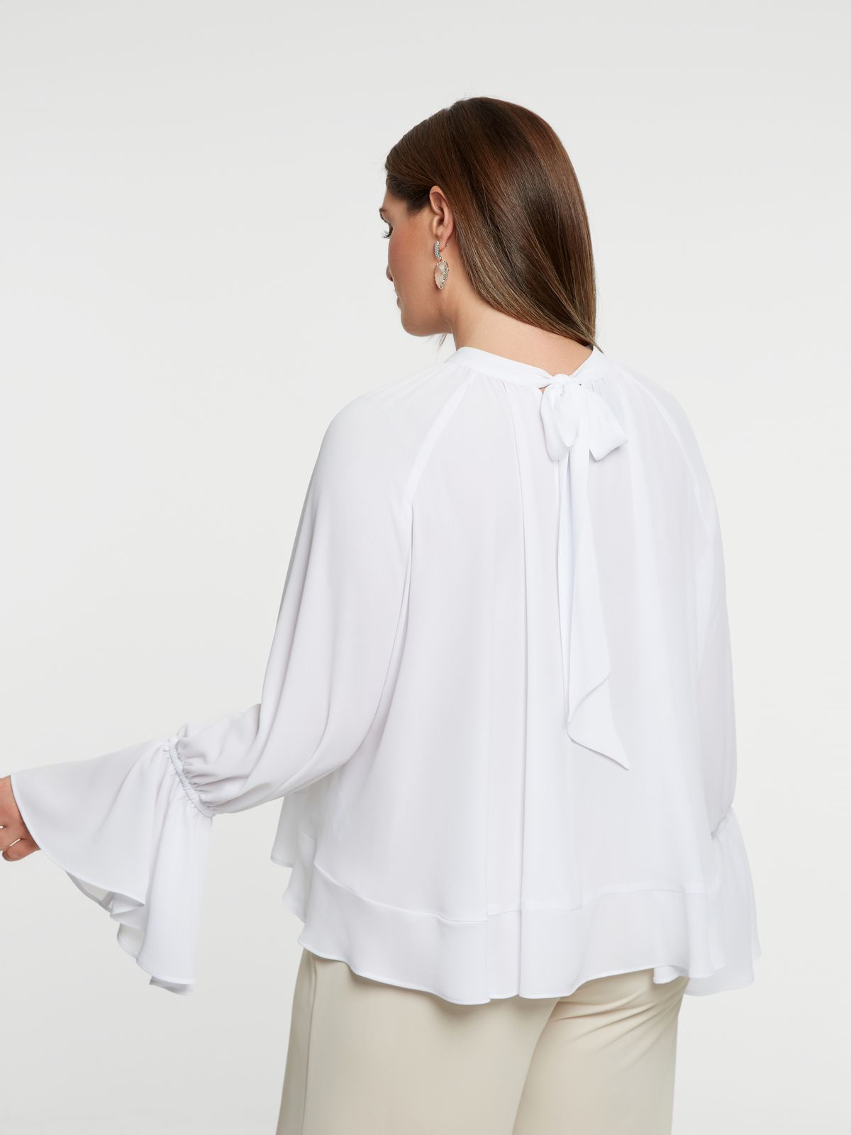 Flowy ruffle-sleeve blouse