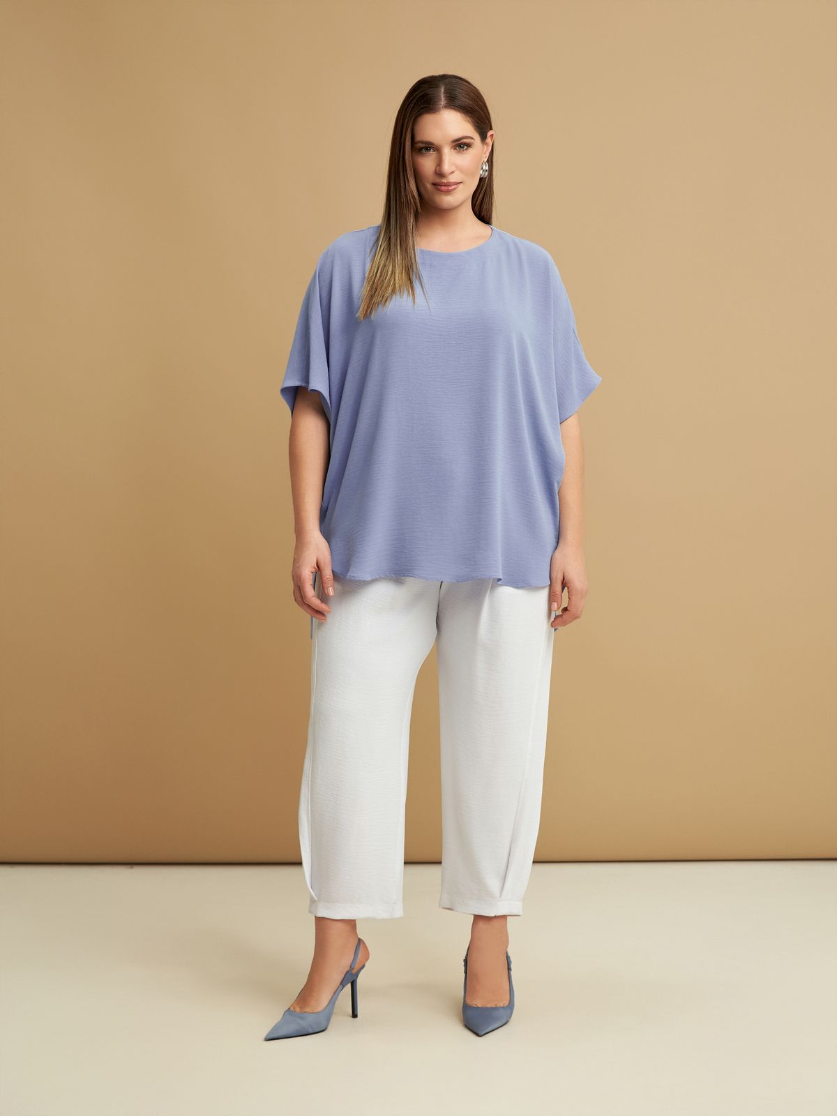 Flowy short-sleeve blouse