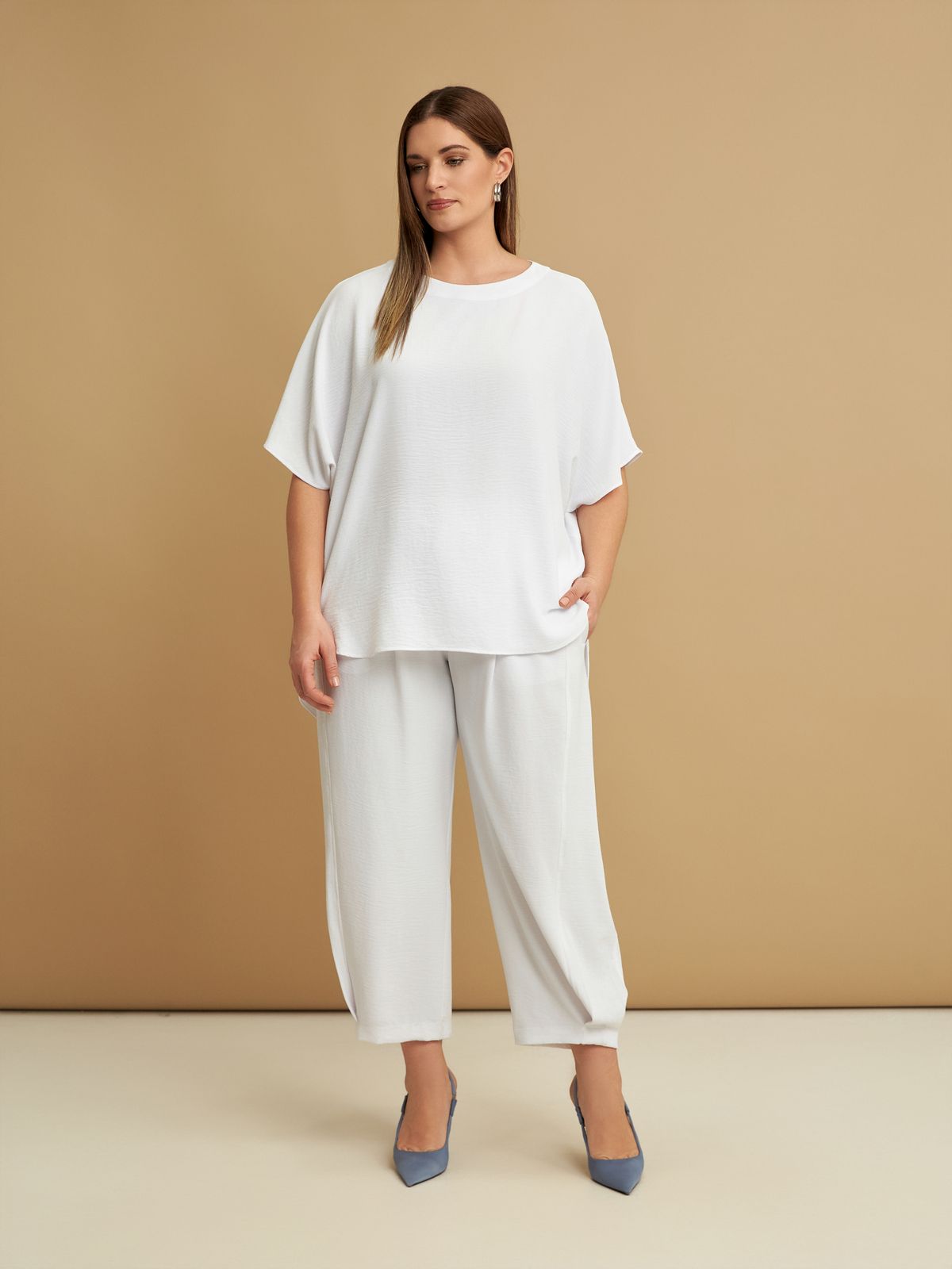 Flowy short-sleeve blouse