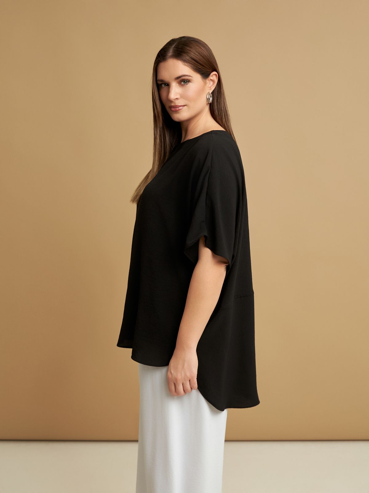 Flowy short-sleeve blouse