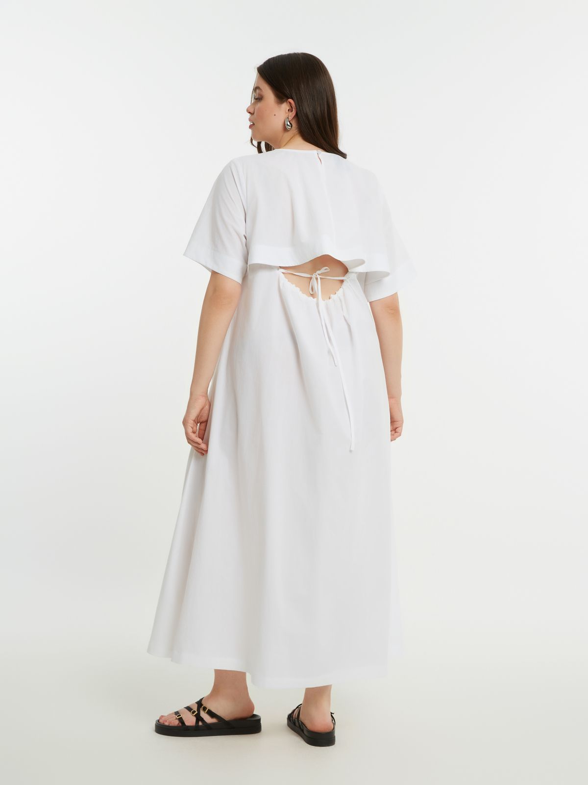 Poplin dress with open back detail
