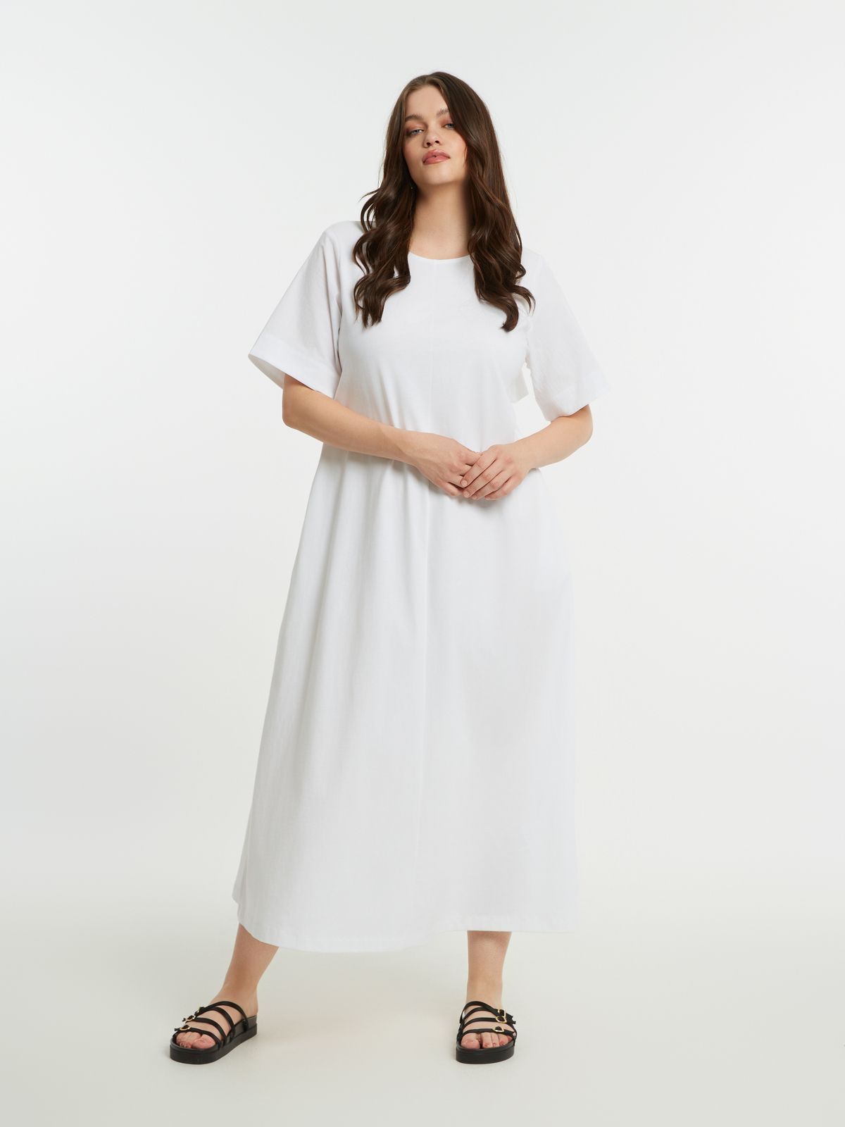 Poplin dress with open back detail