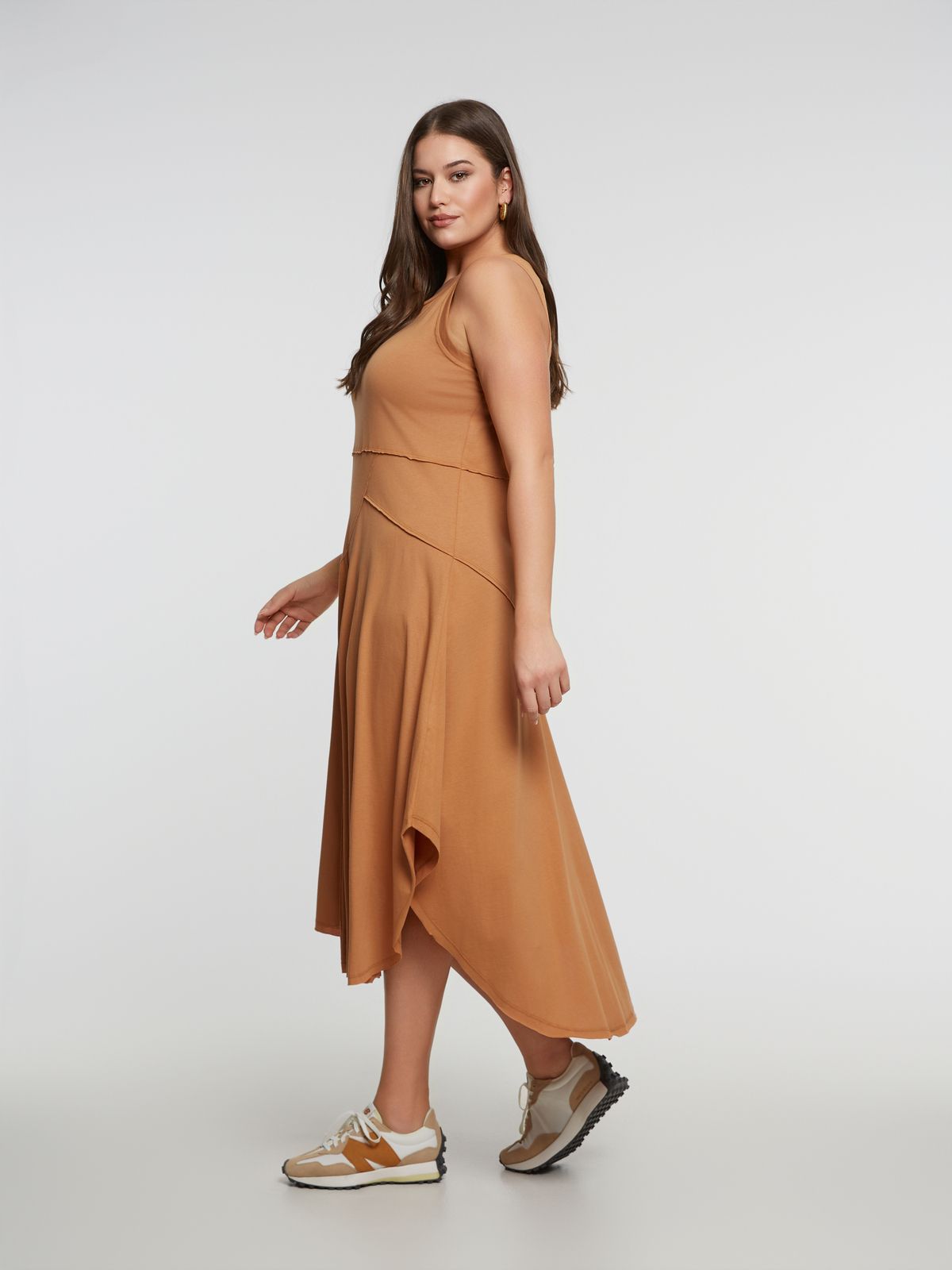 Asymmetrical cotton sleeveless dress