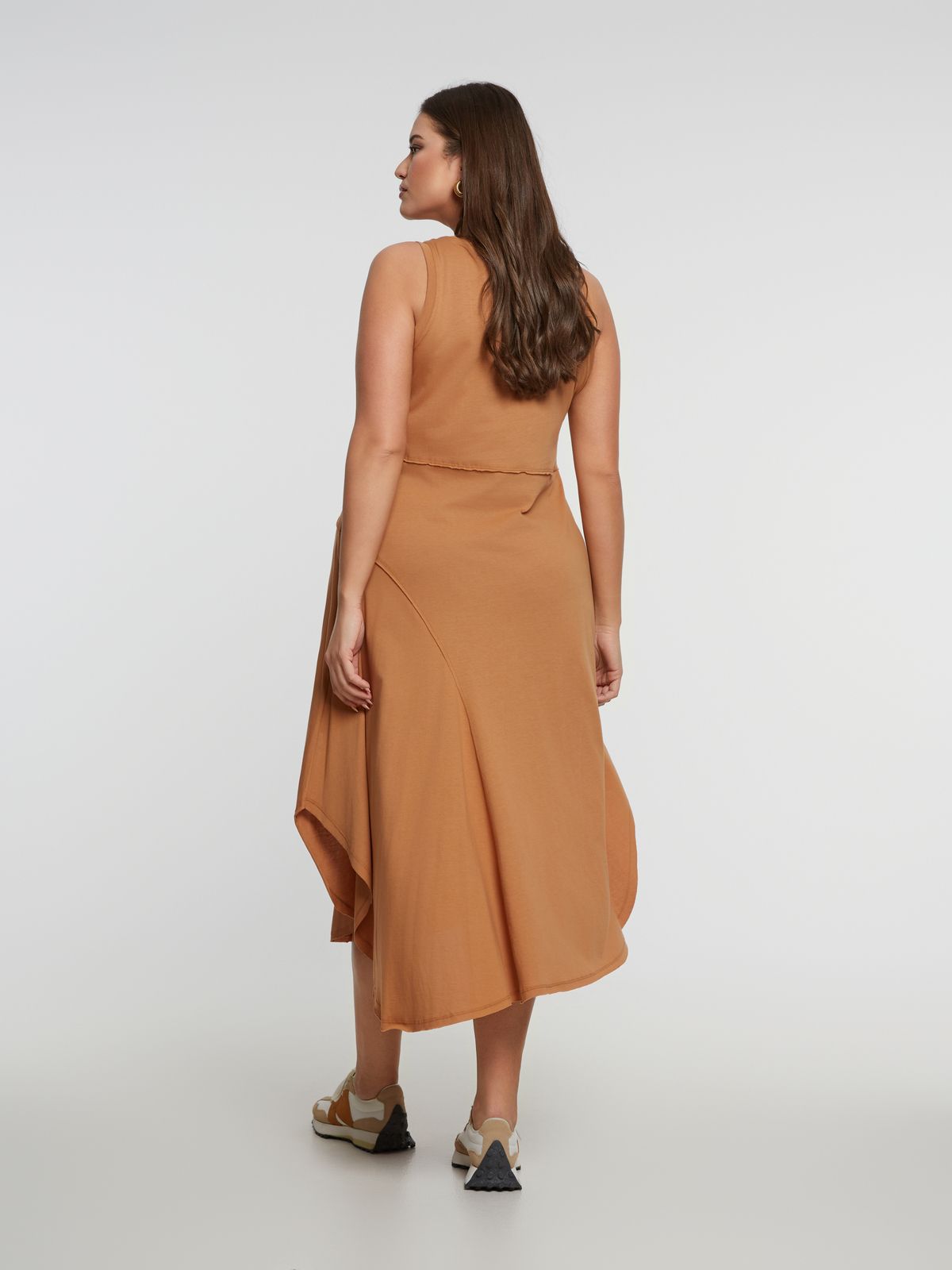 Asymmetrical cotton sleeveless dress
