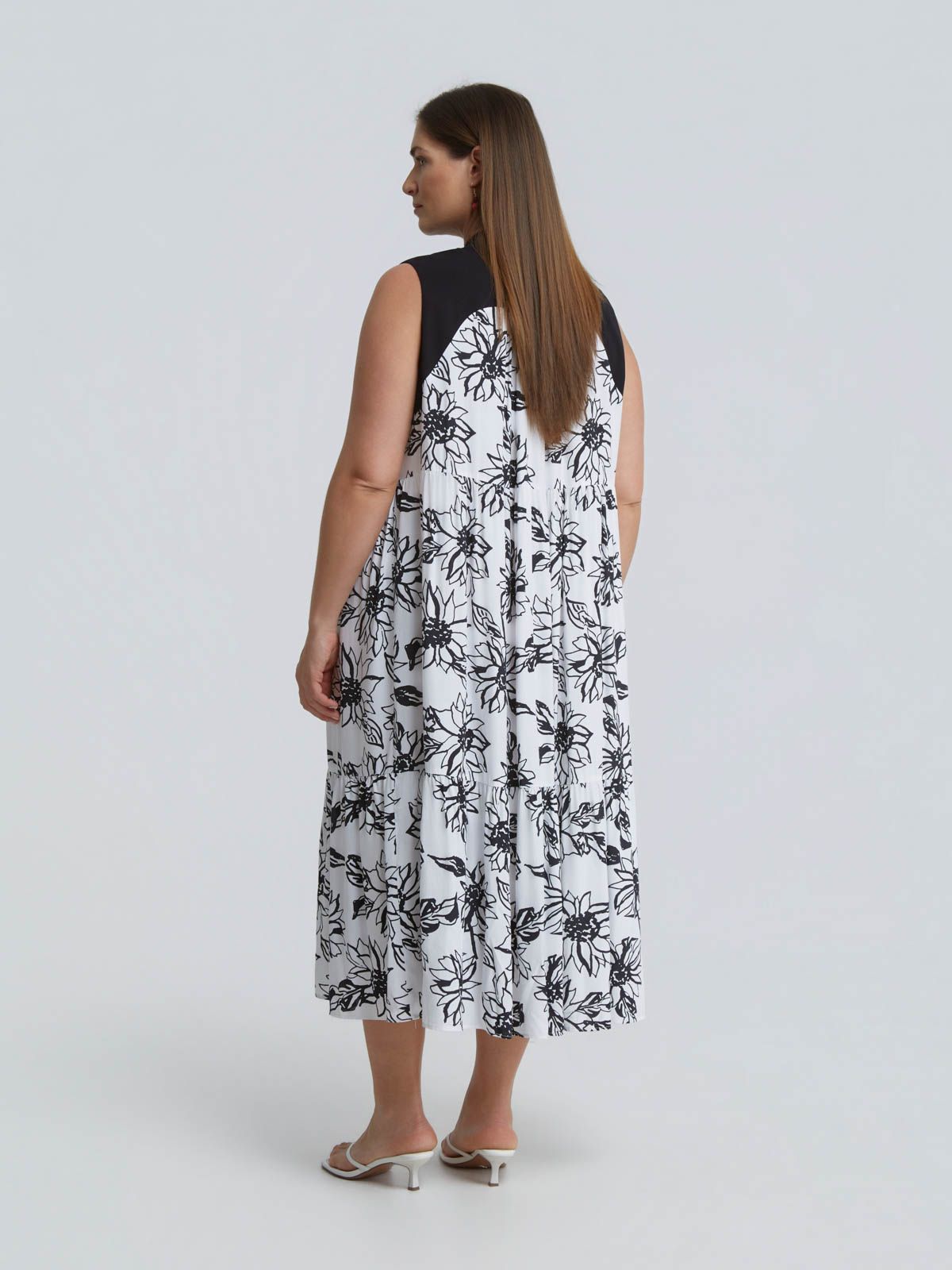 Floral print viscose shirt dress