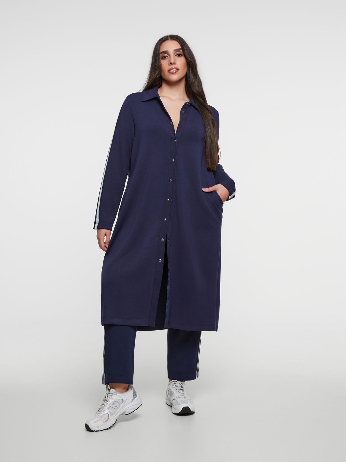 Viscose shirt-dress with sporty details