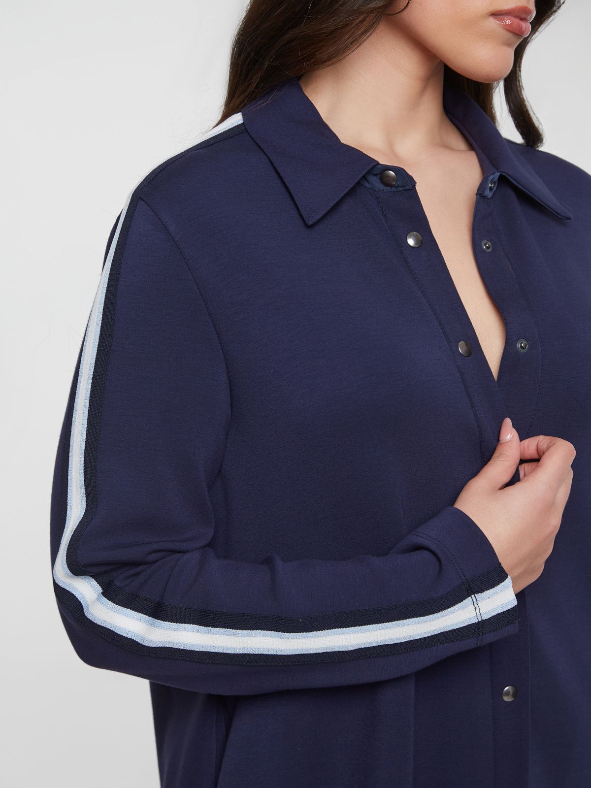 Viscose shirt-dress with sporty details