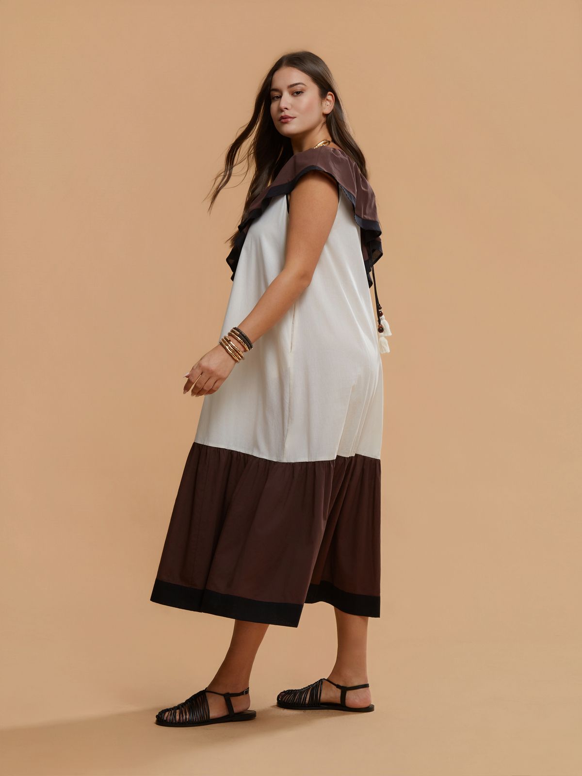 ΦΟΡΕΜΑ ΜΑΧΙ ΤΡΙΧΡΩΜΟ OFF WHITE BROWN