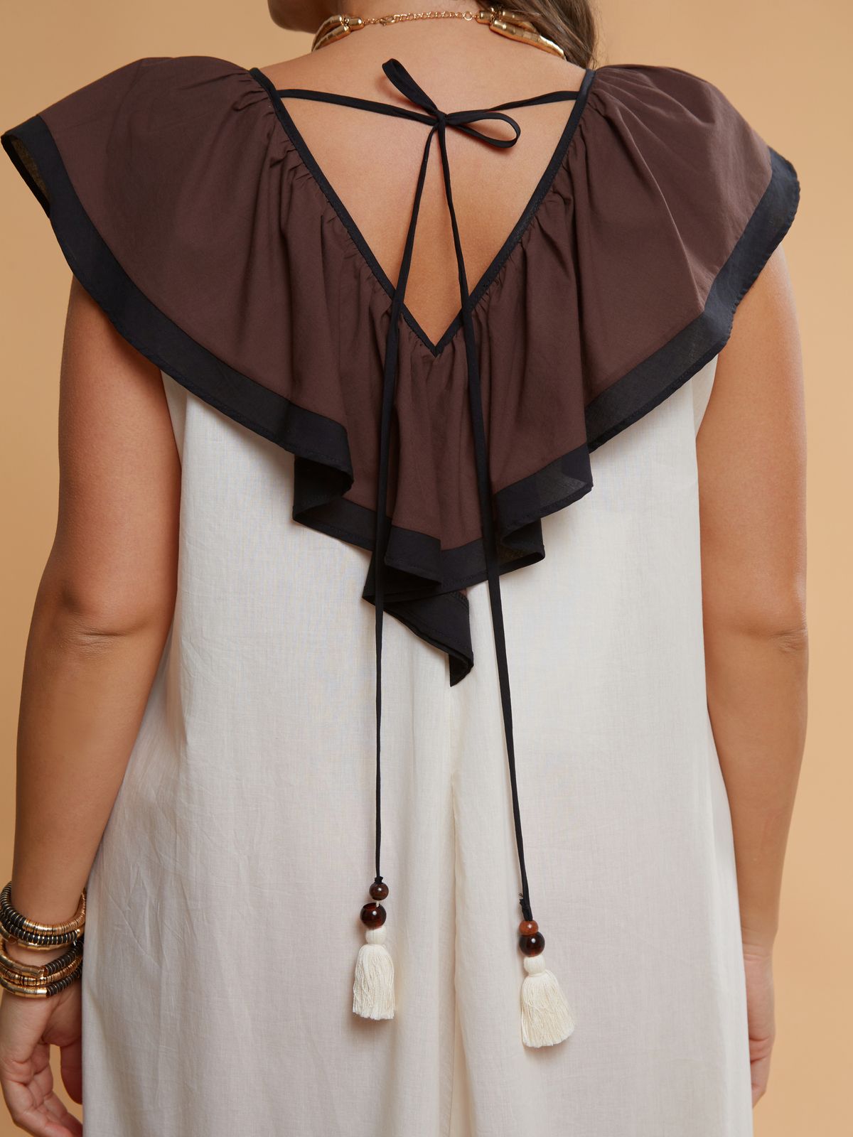 ΦΟΡΕΜΑ ΜΑΧΙ ΤΡΙΧΡΩΜΟ OFF WHITE BROWN