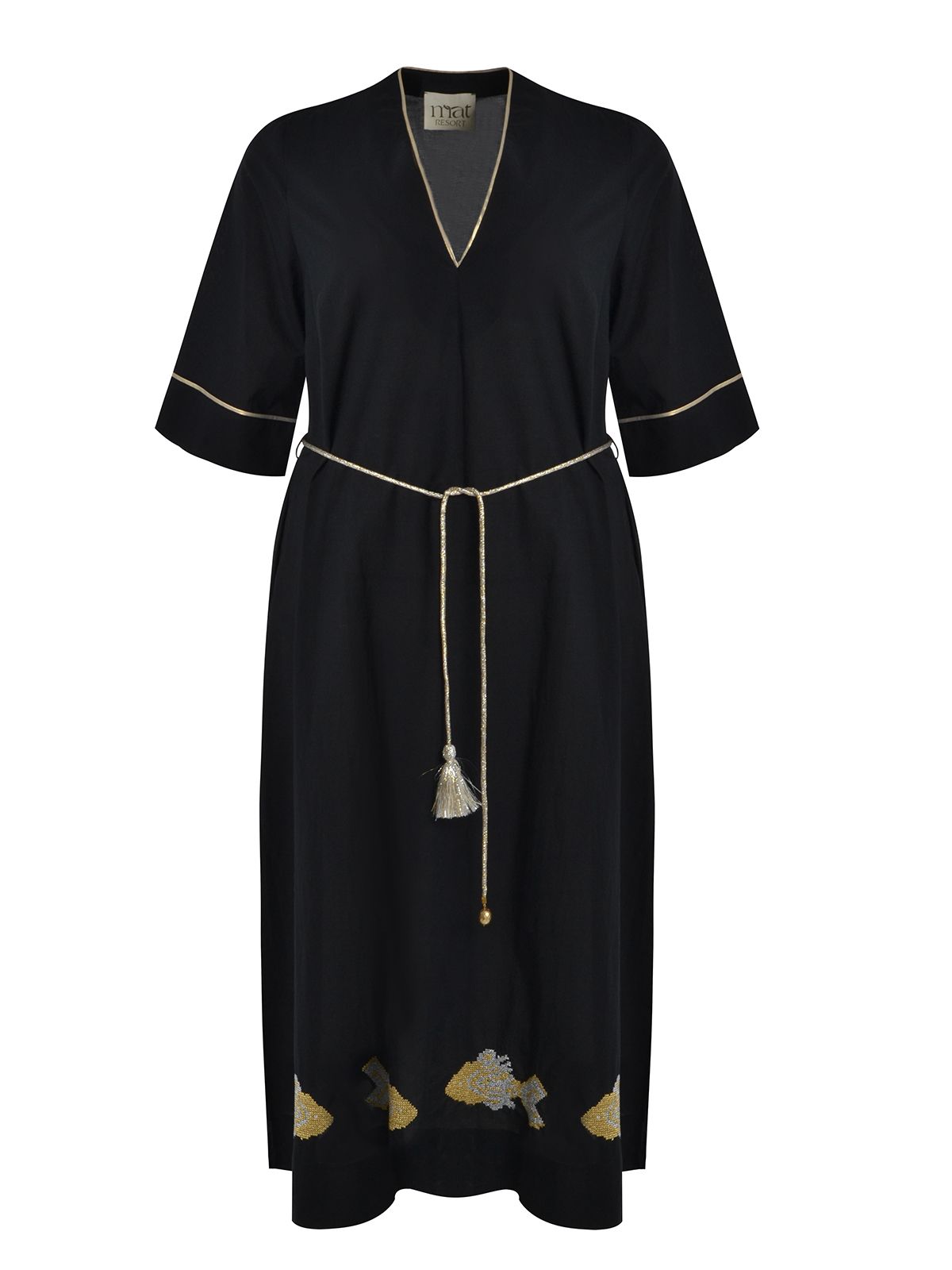 sachin and babi light blue dress Embroidered hem cotton dress with belt