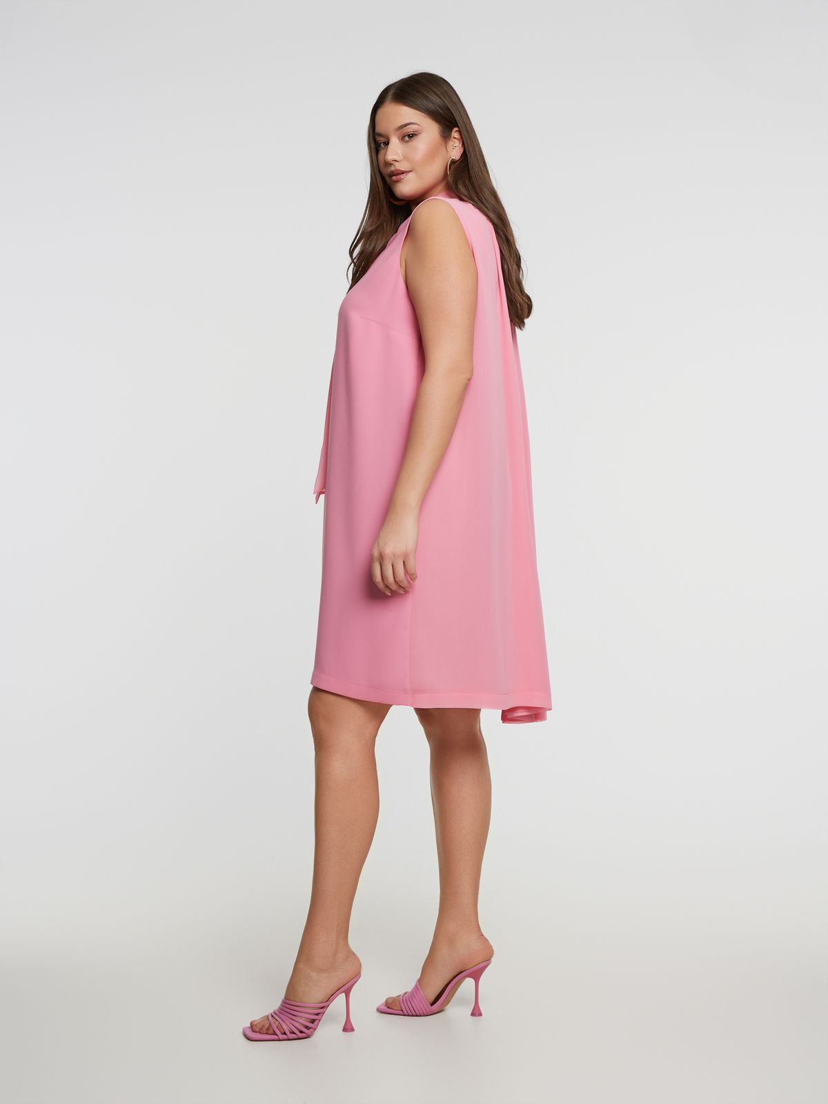 Sleeveless dress with tie neck detail