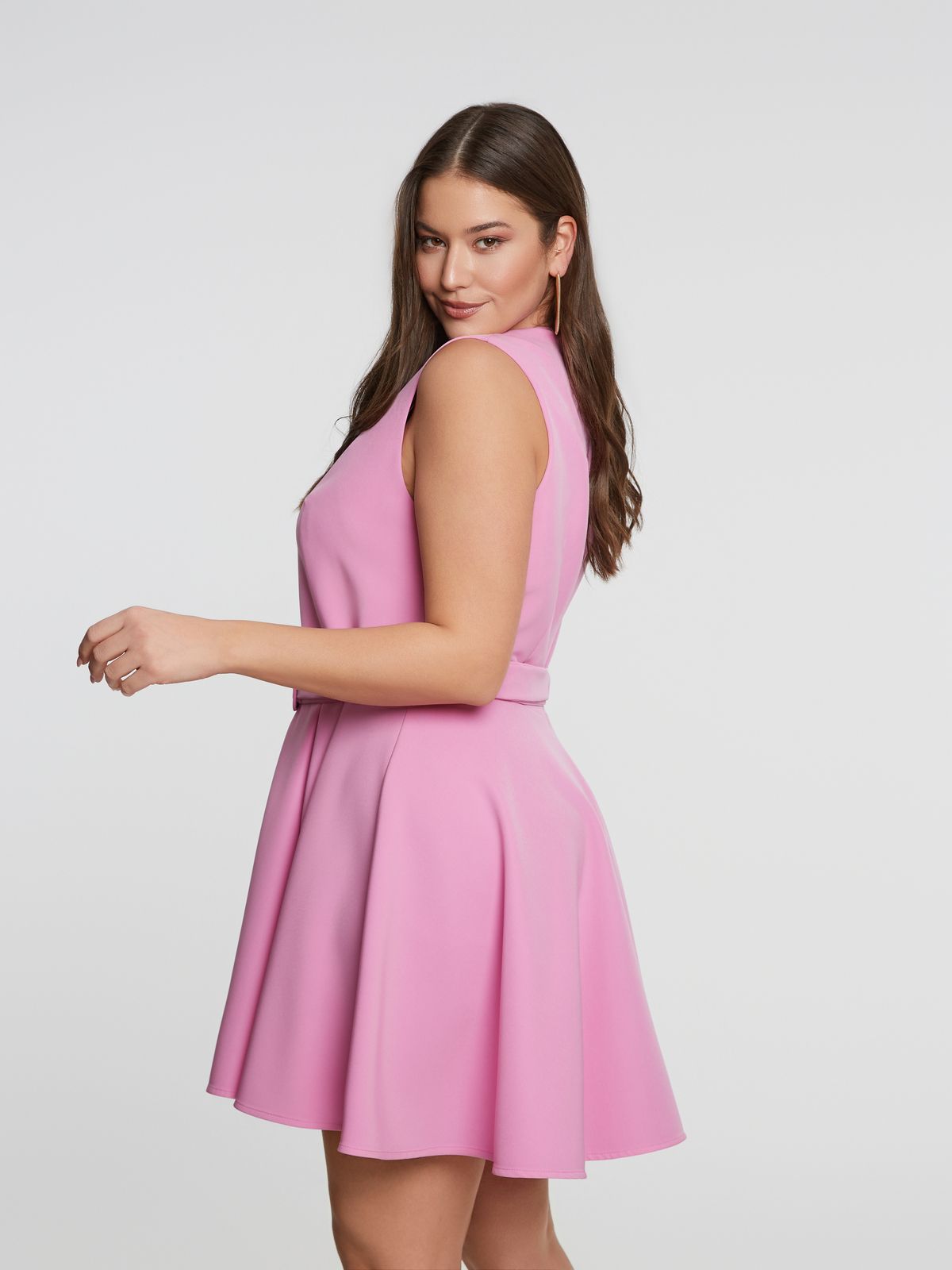 Flare mini dress with belt