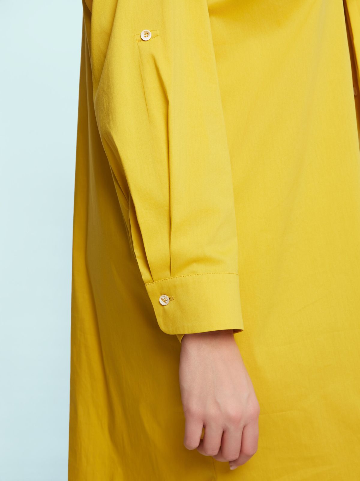 Poplin long-sleeve shirt dress with tie neck detail