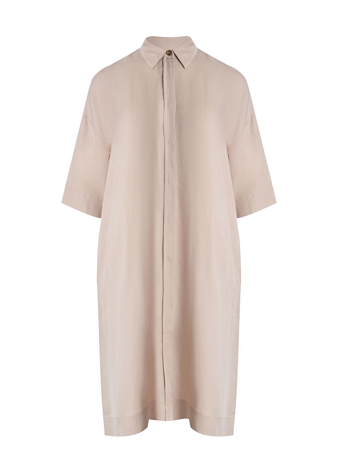 Relaxed viscose/linen shirt-dress