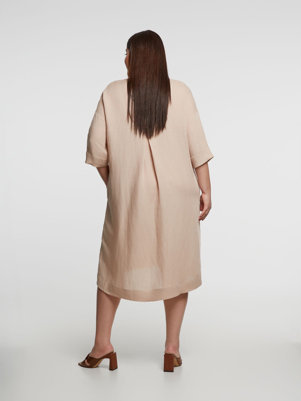Relaxed viscose/linen shirt-dress