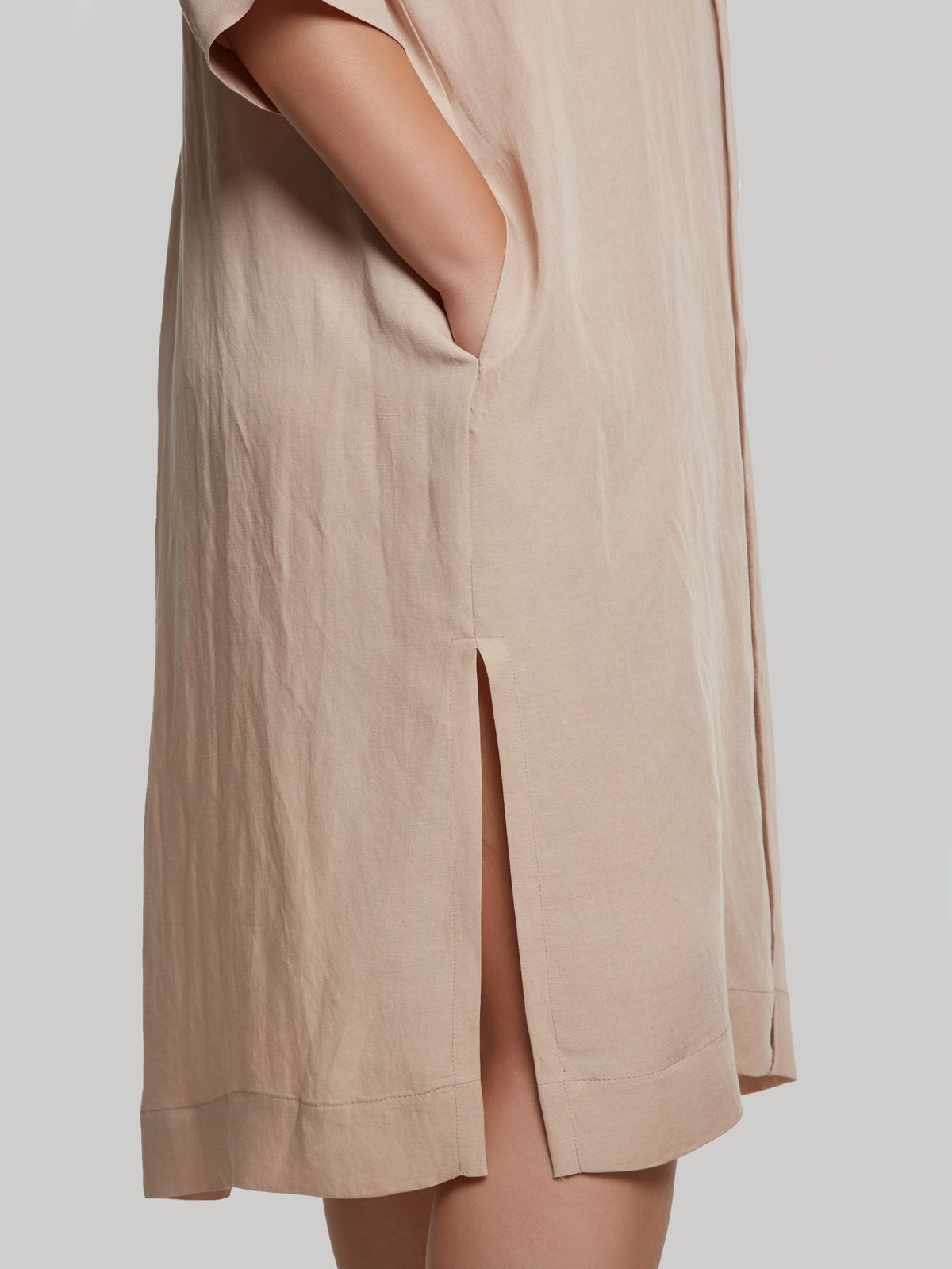 Relaxed viscose/linen shirt-dress