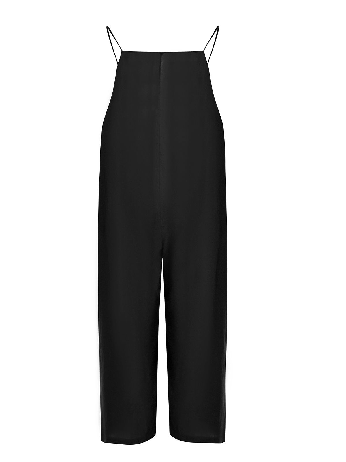 Mat Fashion Ολόσωμη φόρμα με λινό & λεπτές τιράντες Μαυρο