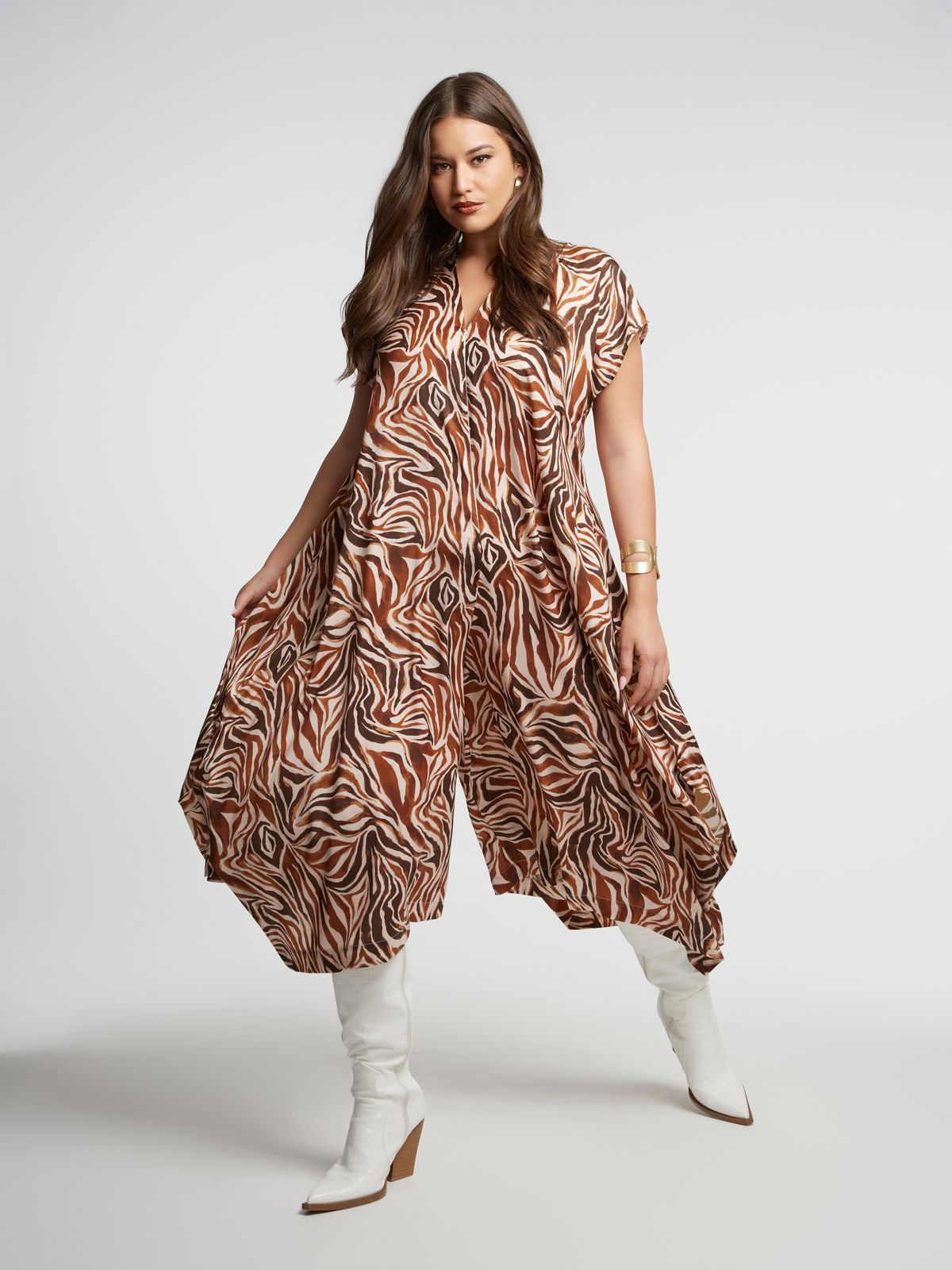 Zebra print V-neck jumpsuit