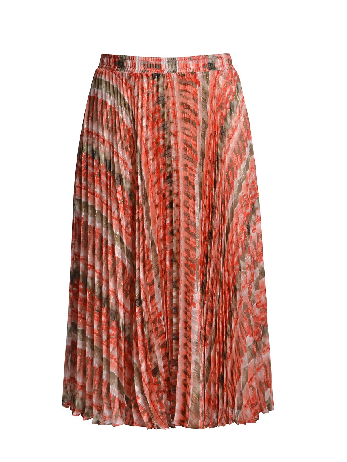 Printed pleated midi skirt