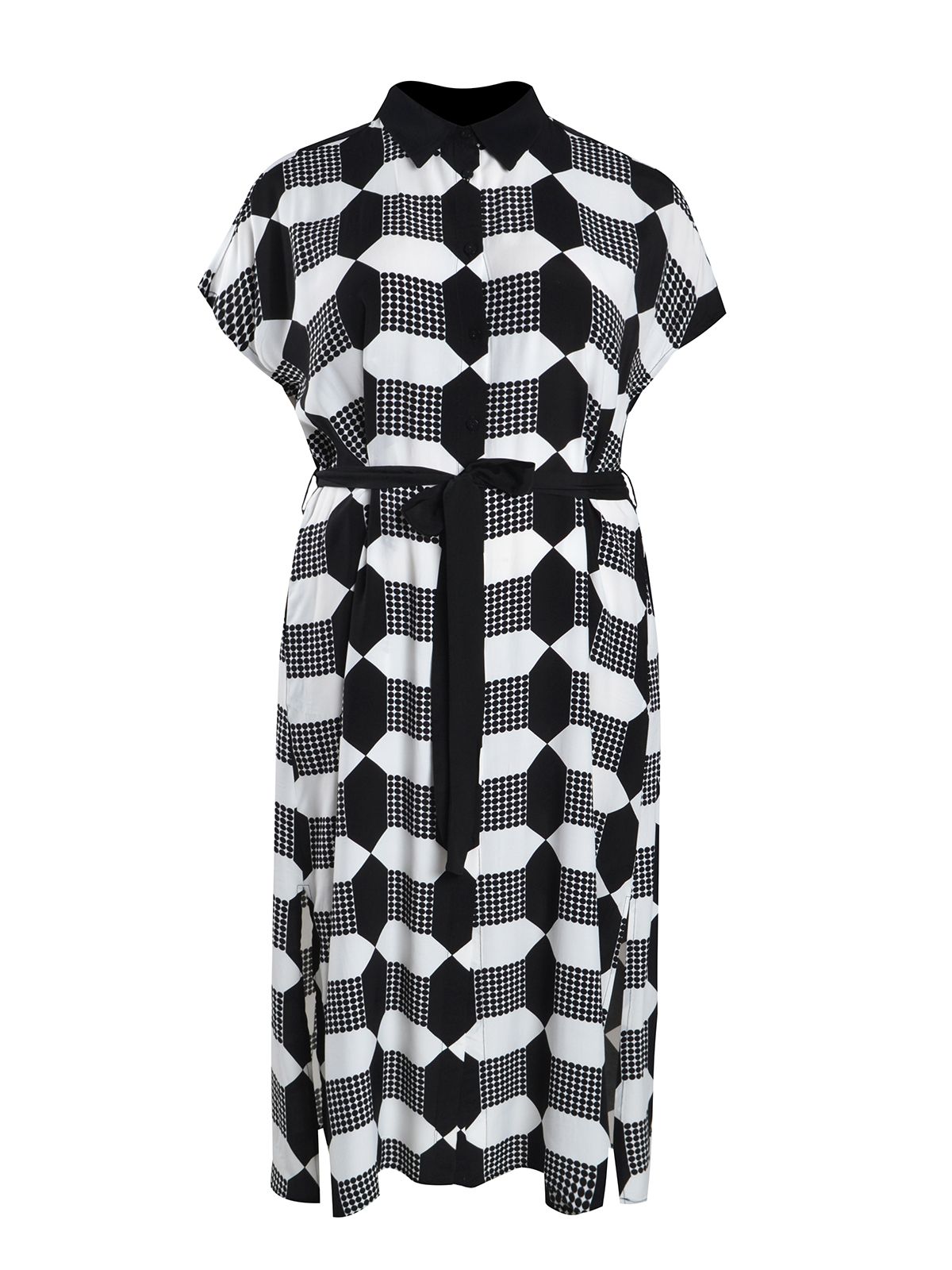 Geometric print viscose shirt-dress