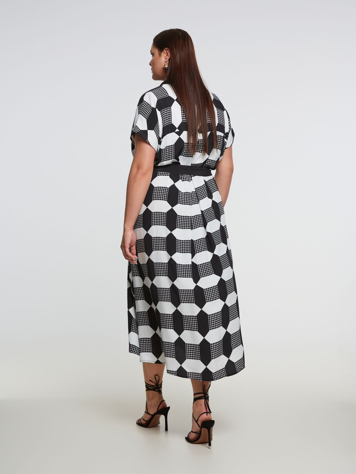 Geometric print viscose shirt-dress
