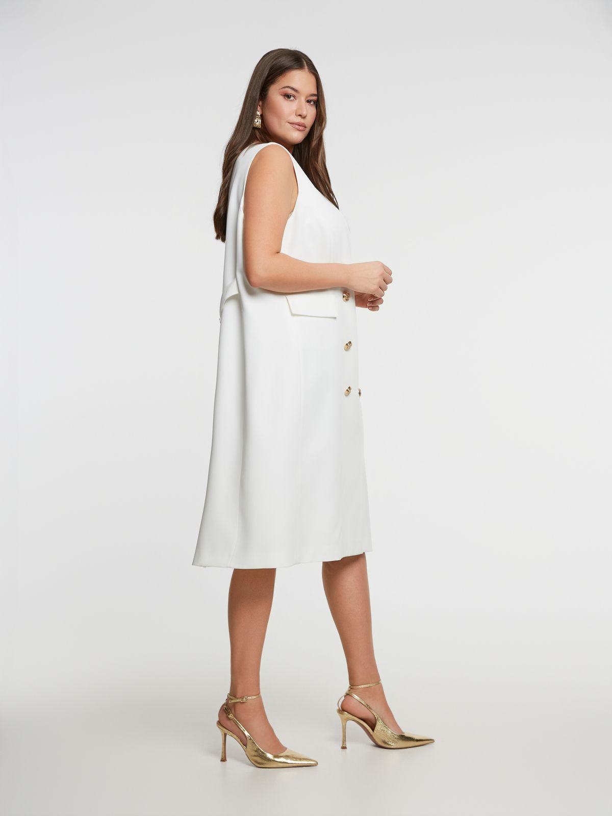 Double-breasted sleeveless blazer dress