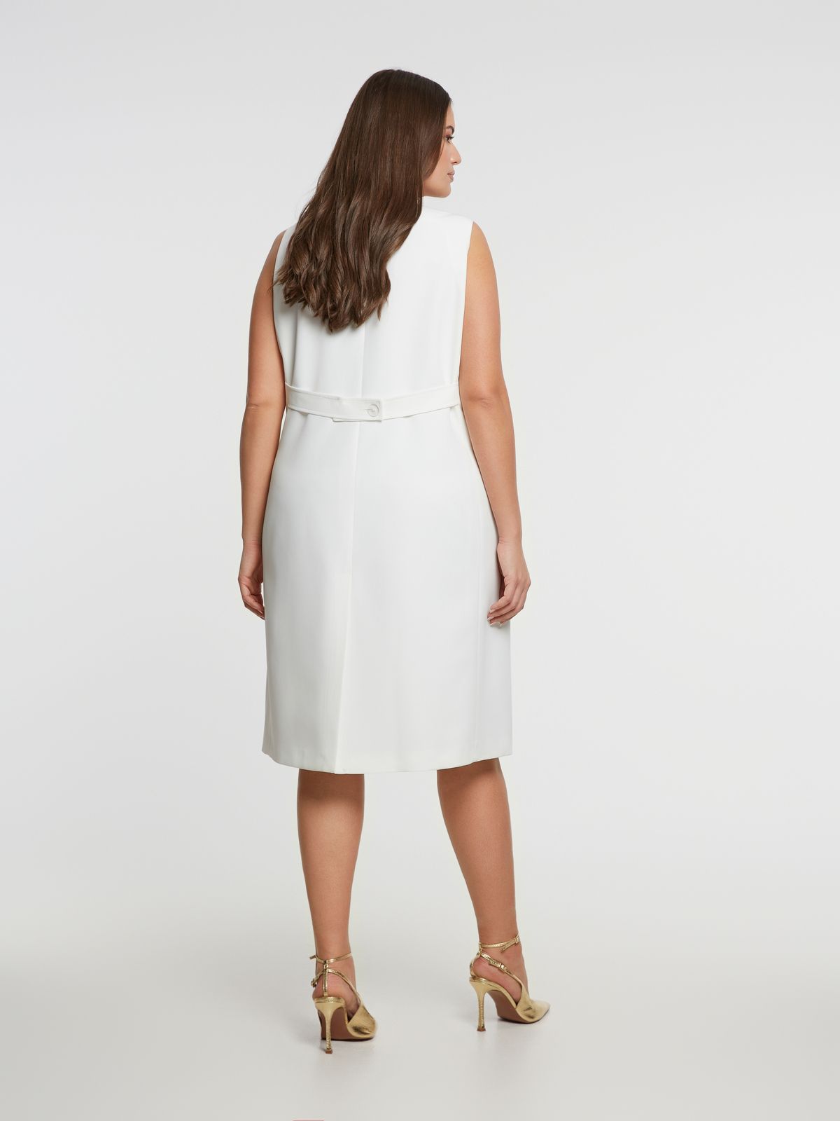 Double-breasted sleeveless blazer dress