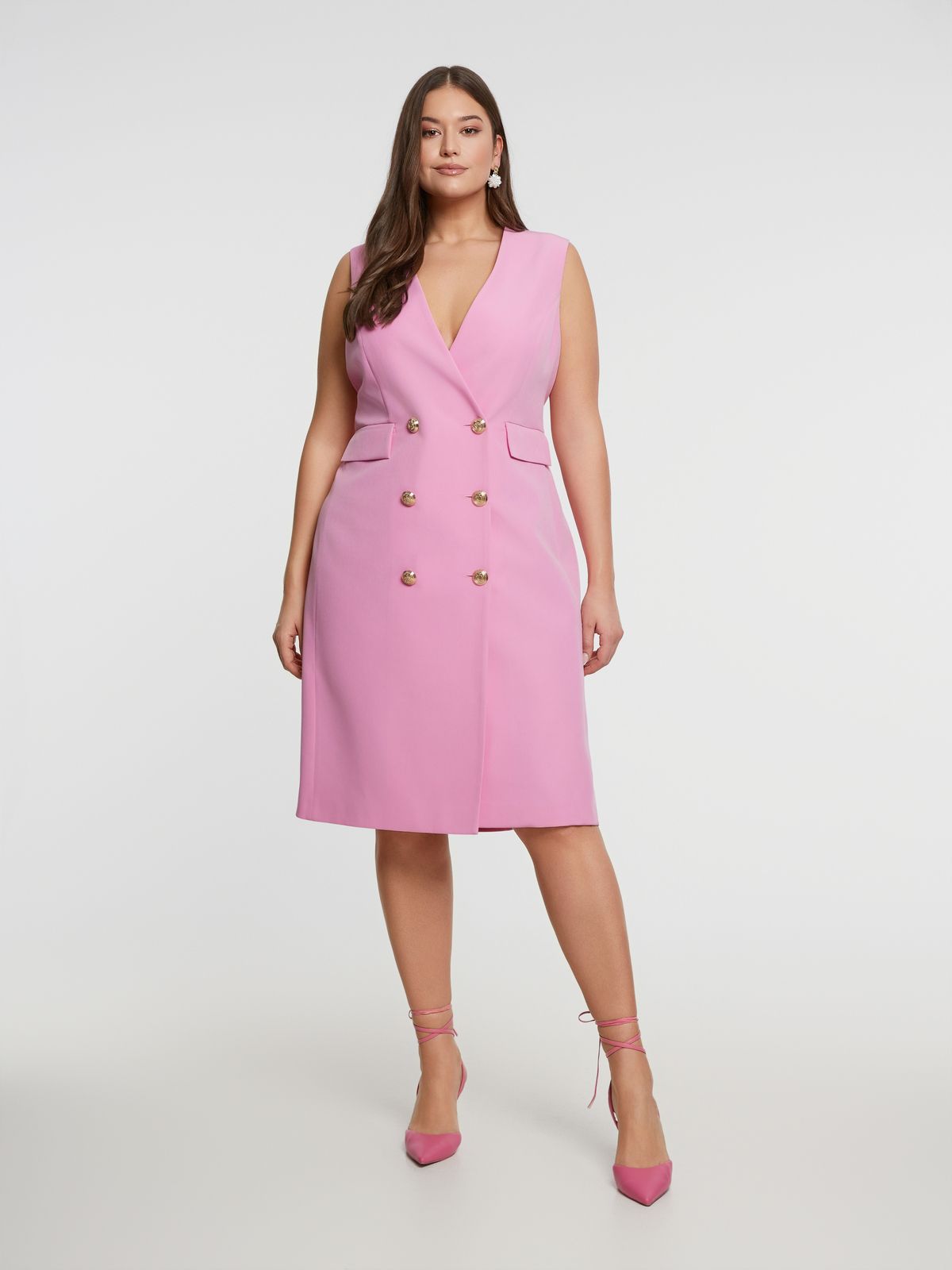 Double-breasted sleeveless blazer dress