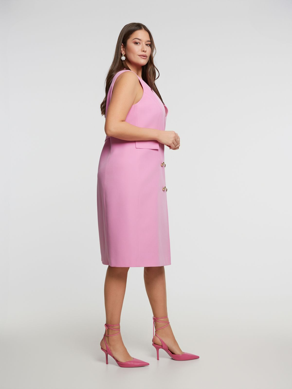 Double-breasted sleeveless blazer dress