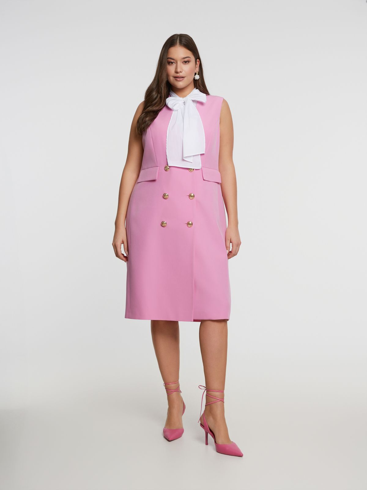Double-breasted sleeveless blazer dress
