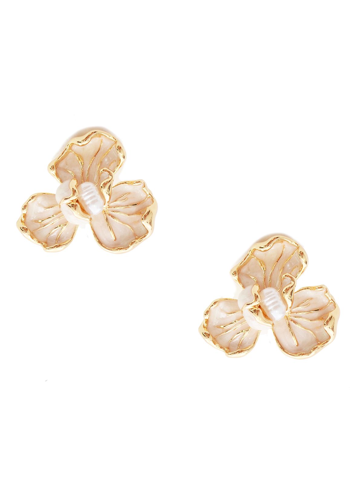 Gold-tone enamel flower stud earrings