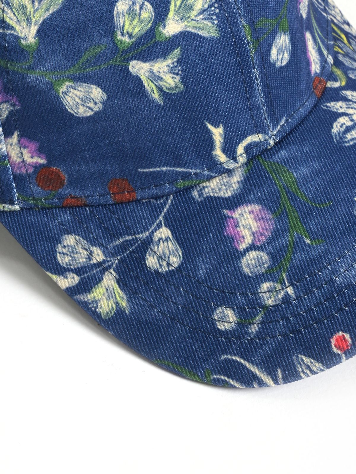 Denim blue floral print jockey hat