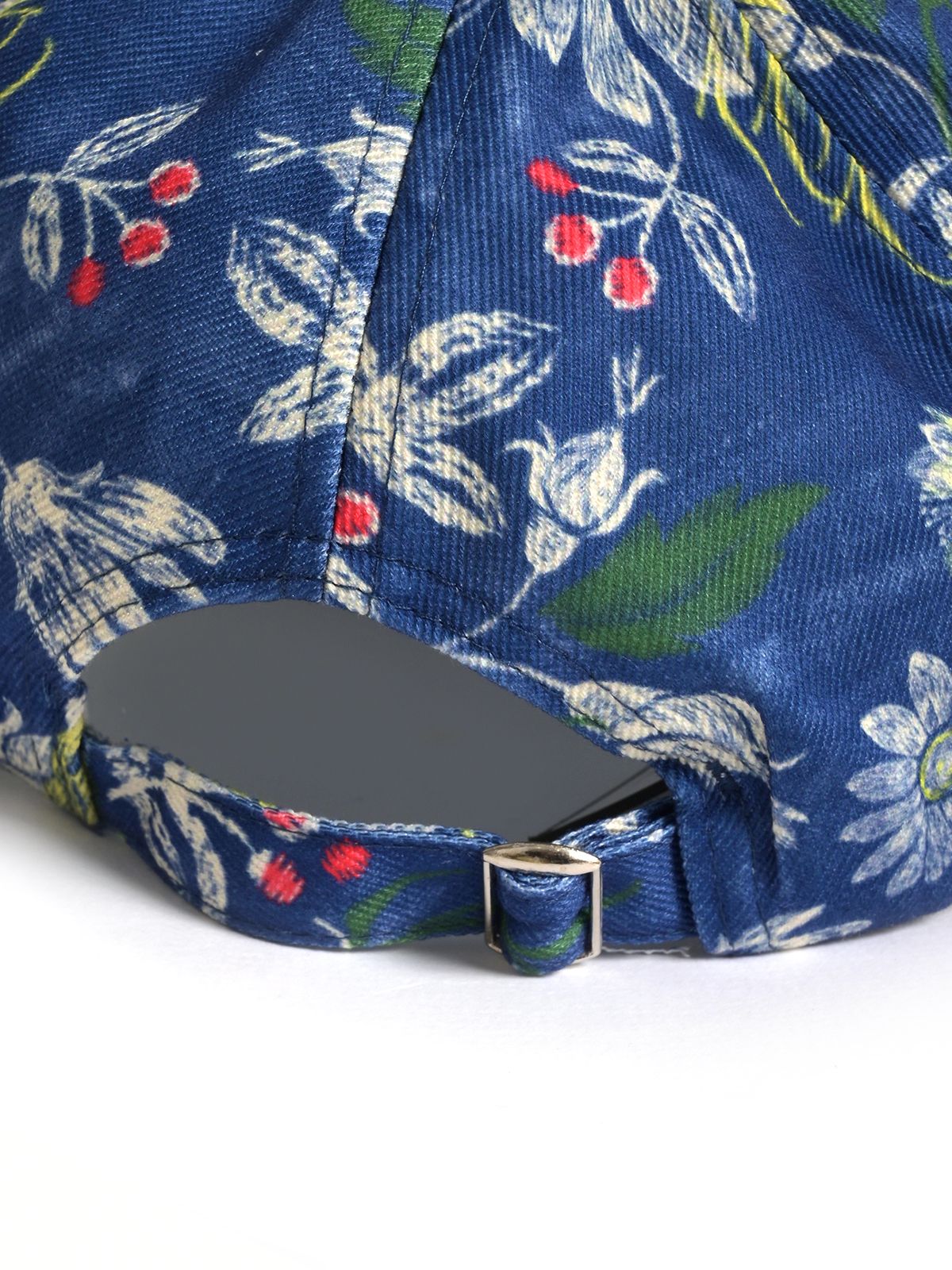 Denim blue floral print jockey hat