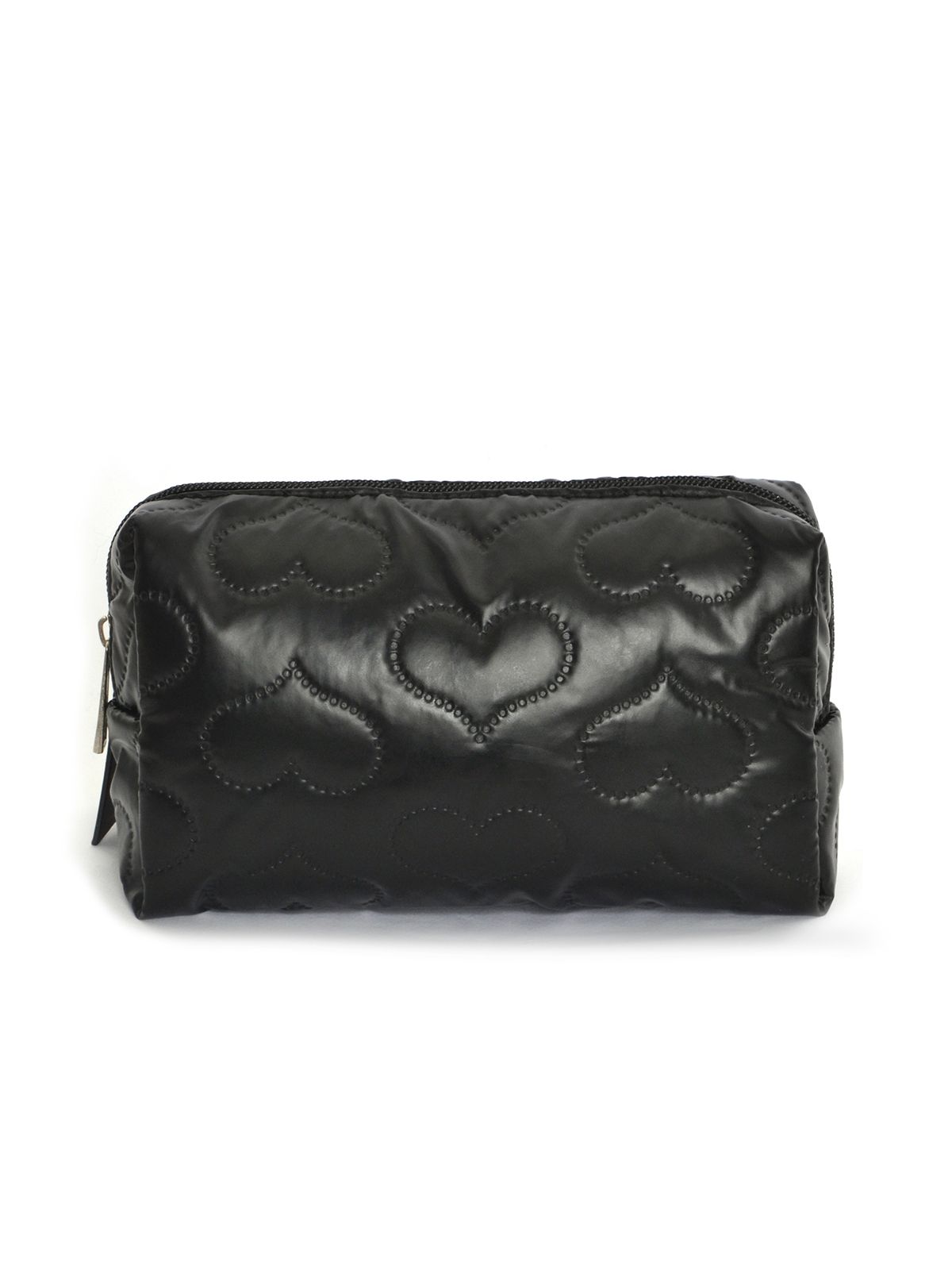 Heart‑textured fabric cosmetic bag
