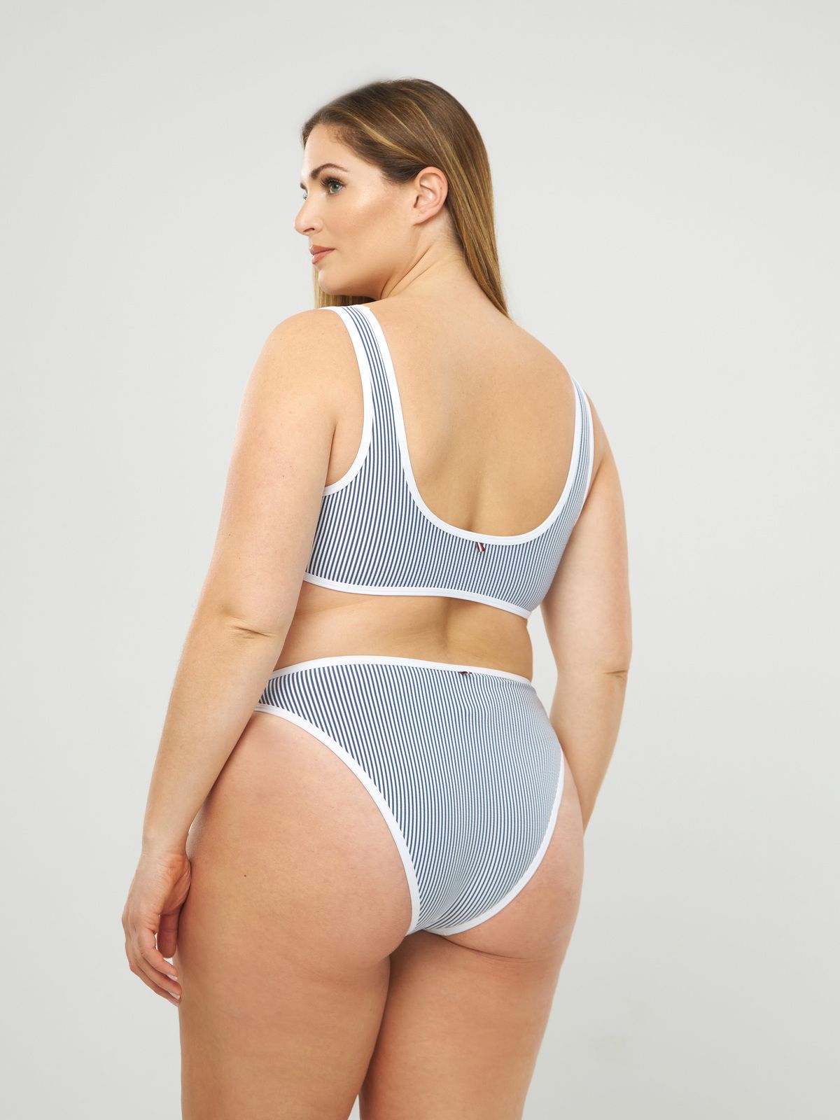 Cheeky bikini bottom - Seersucker Indigo Blu