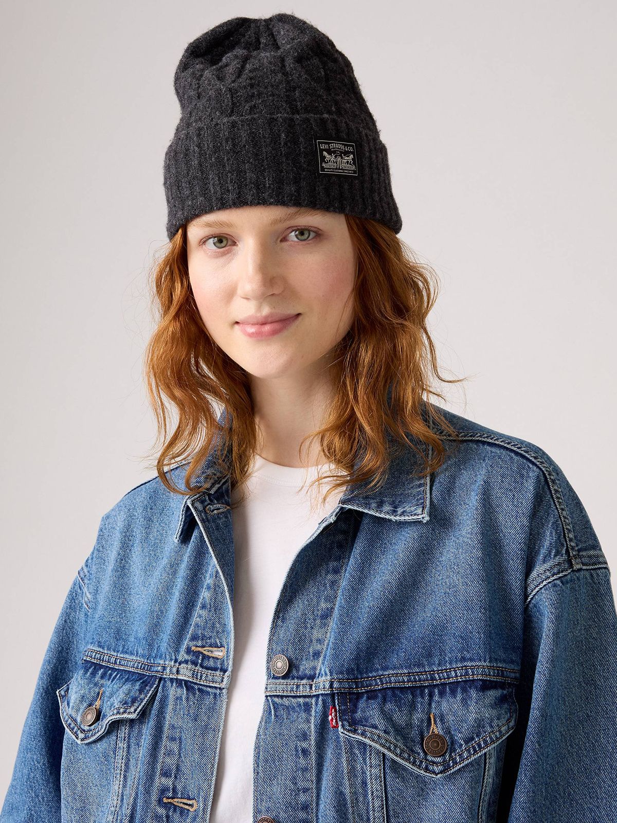 Holiday Cable-knit Backpatch Beanie