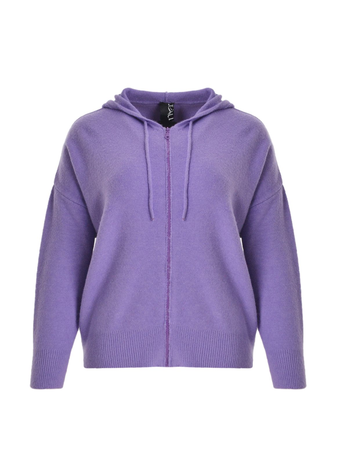 Mat Fashion Hooded zip knit cardigan Purple