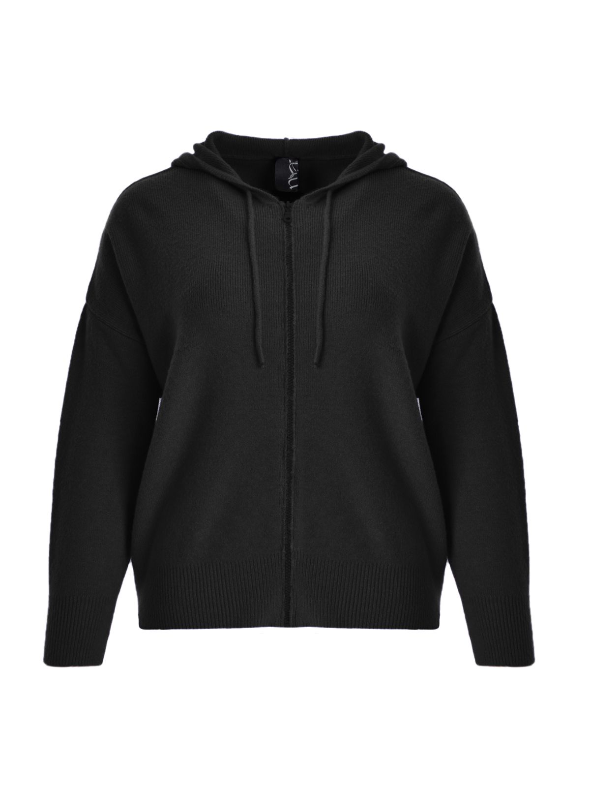 Mat Fashion Hooded zip knit cardigan Black