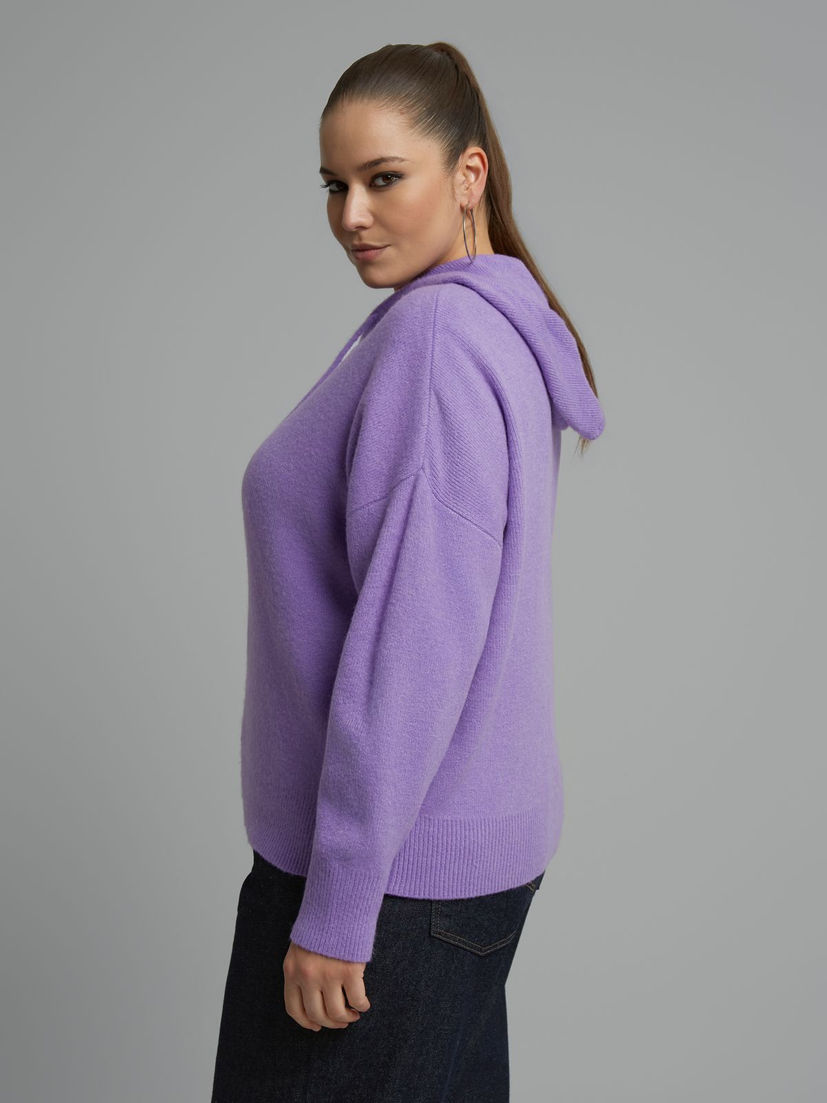 Hooded zip knit cardigan