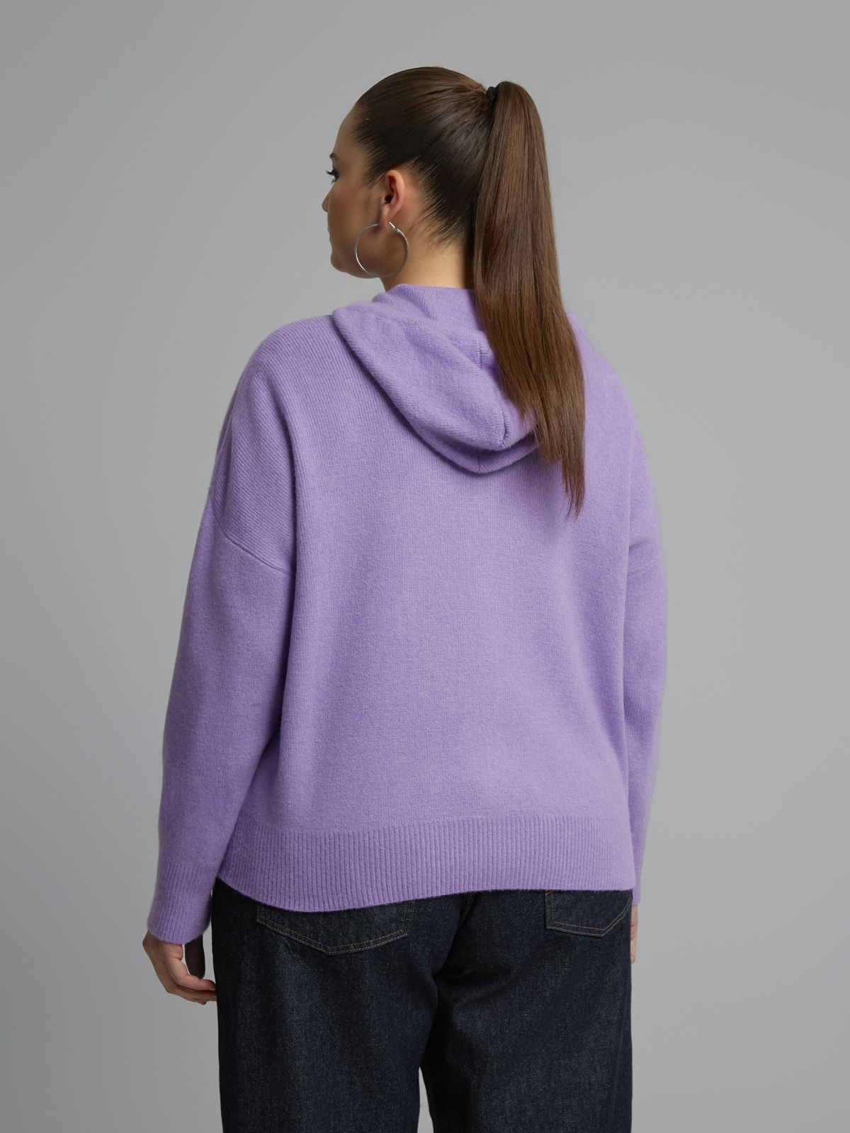 Hooded zip knit cardigan