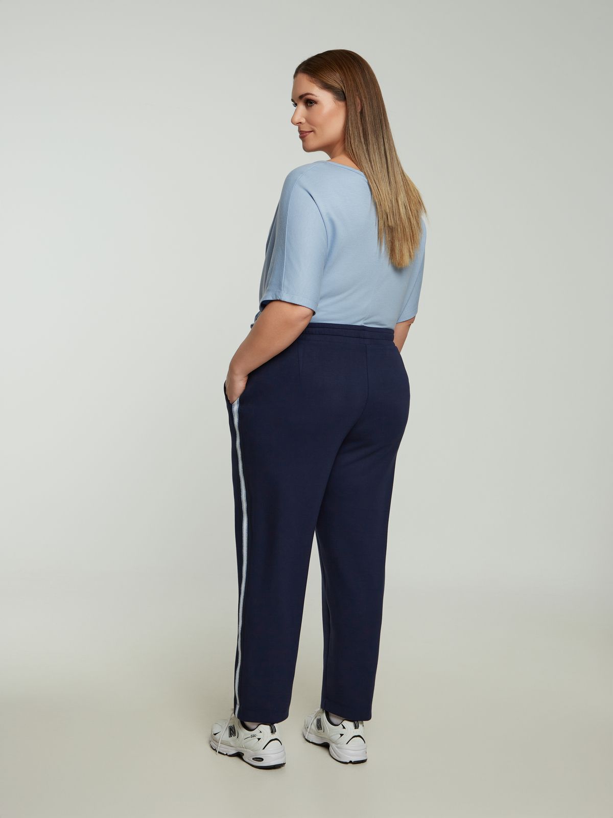 Joggers with side stripes and drawstring waist